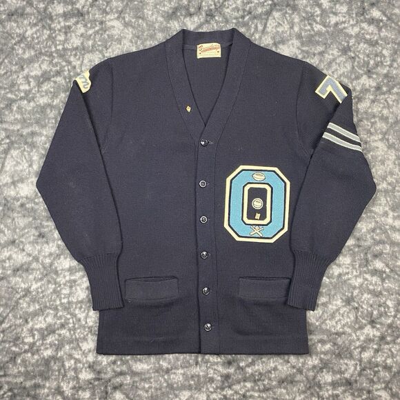 VTG Broadway Knitting Mills Sweater Size M Wool Varsity Letterman Oakmont HS 70s - Picture 1 of 14